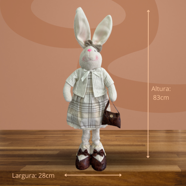 Coelha roupa branca c/bolsa 83cm - Image 7