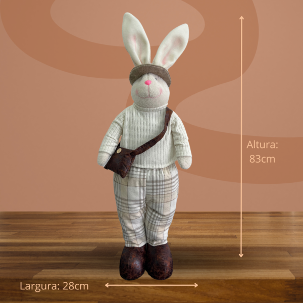 Coelho roupa branca c/ bolsa 83cm - Image 5