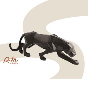 Escultura de Leopardo Preta em Polirresina (Grande)