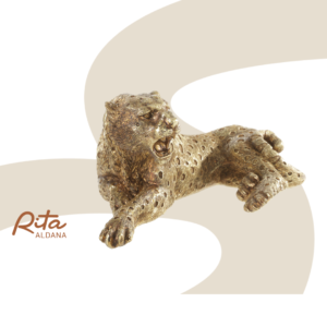 Escultura de Leopardo Dourada em Polirresina