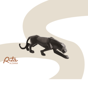 Escultura de Leopardo Preta em Polirresina (Pequena)