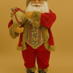 PAPAI NOEL EM PÉ VERMELHO E BEGE 80cm