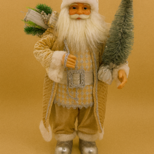 PAPAI NOEL ROUPA BEGE E PRATA 62cm