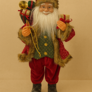 PAPAI NOEL ROUPA VERMELHA E VERDE BRILHO 62cm