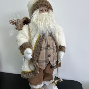 PAPAI NOEL ROUPA BRANCA COM XADREZ MARROM