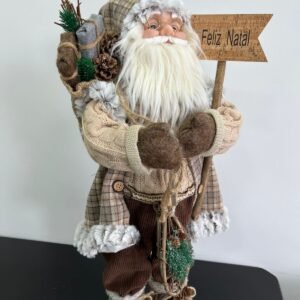 PAPAI NOEL ROUPA DE XADREZ BEGE