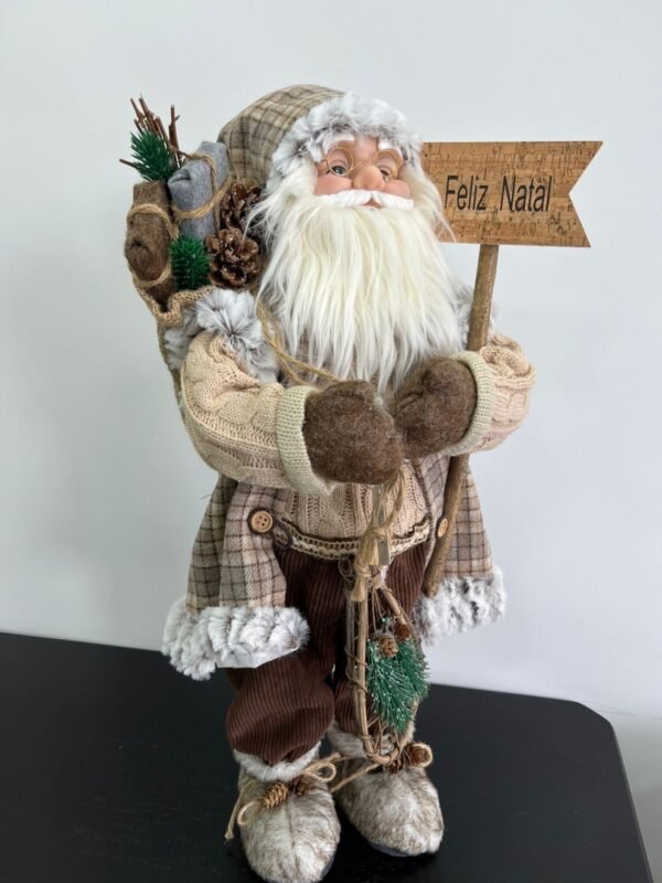 PAPAI NOEL ROUPA DE XADREZ BEGE