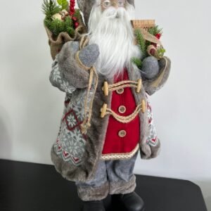 PAPAI NOEL ROUPA CINZA E VERMELHA ROSTO PORCELANA