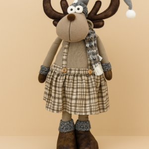 Pelúcia rena com roupa Cinza 56cm