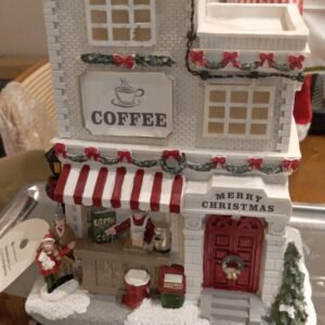 Cenário de Loja de Café com Luzes Natal