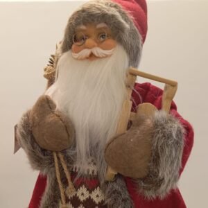 PAPAI NOEL ROUPA VERMELHA MARROM E CINZA (PEQUENO)