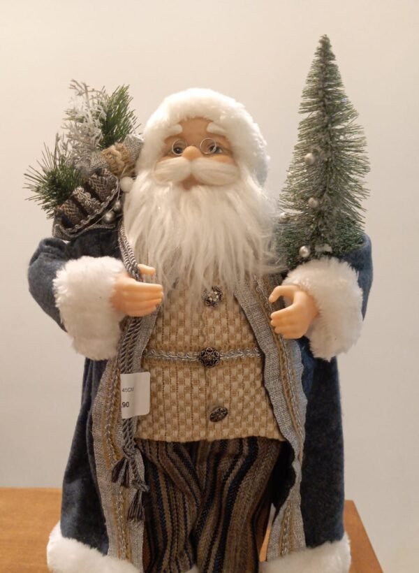 PAPAI NOEL ROUPA AZUL COM DOURADO E BRANCO (PEQUENO)