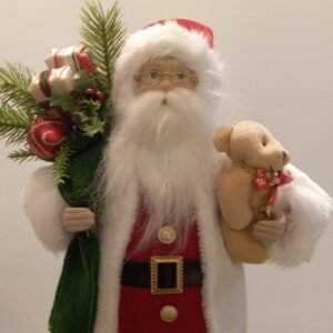 PAPAI NOEL ROUPA BRANCA E VERMELHA COM ROSTO DE PORCELANA (PEQUENO)