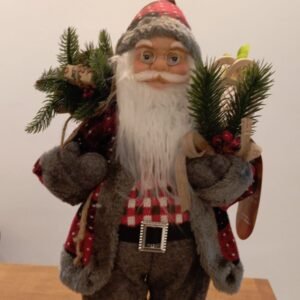 PAPAI NOEL ROUPA CINZA E XADREZ VERMELHO (PEQUENO)