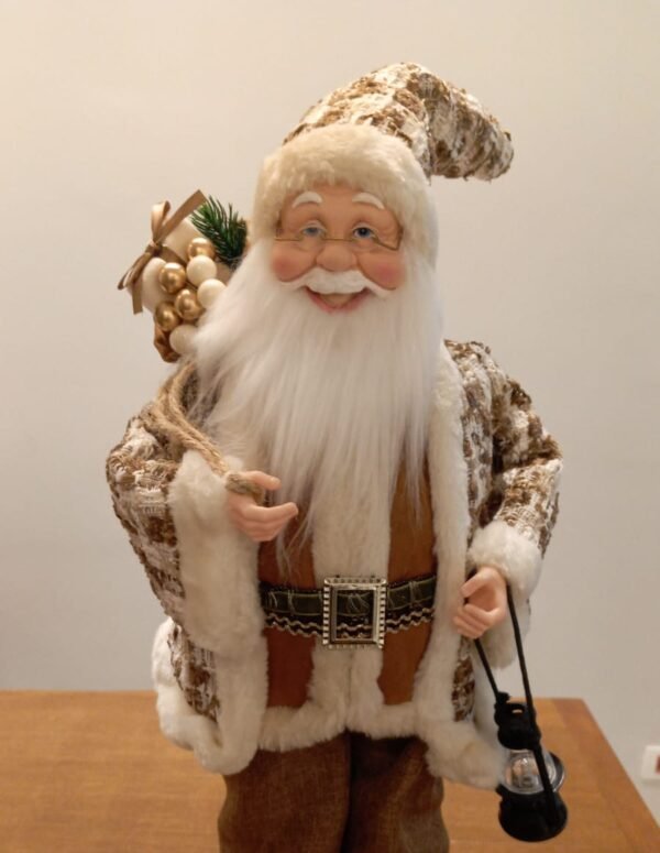 PAPAI NOEL ROUPA MARROM E BRANCA (PEQUENO)