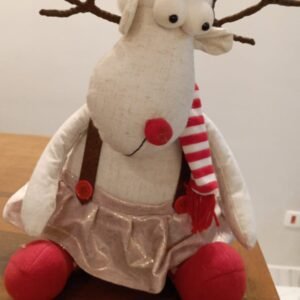 Pelúcia rena de saia rosa Natal