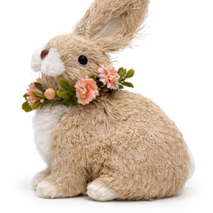 Coelho Rustico Sentado com Flores 20cm