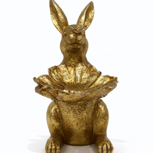Coelho com Tigela Dourado 25,5cm