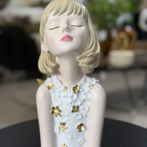 ESCULTURA MENINA DOURADO 28CM