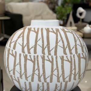 VASO CERÂMICA BRANCO E BEGE 39CM