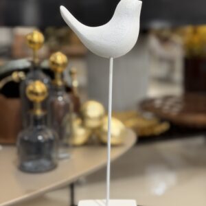ESCULTURA PÁSSARO RESINA BRANCO G 31CM