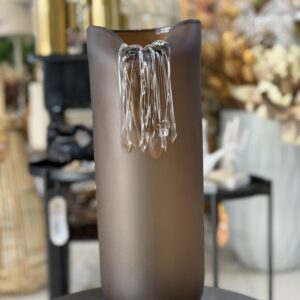 VASO VIDRO MARROM FOSCO 38CM