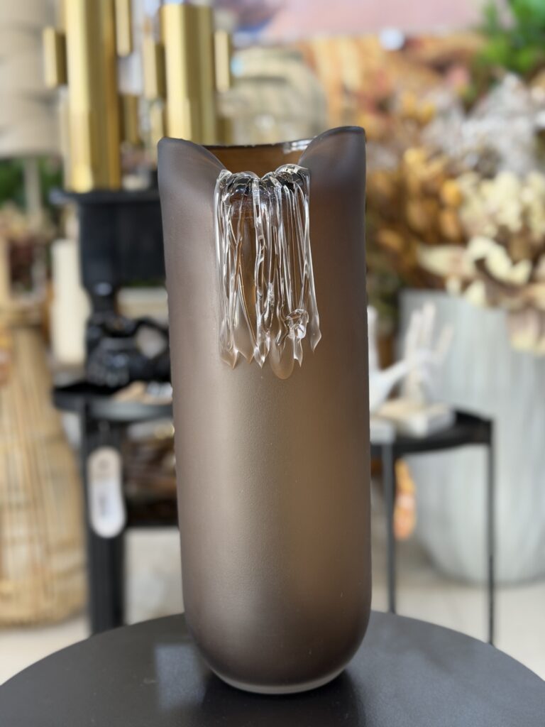 VASO VIDRO MARROM FOSCO 38CM