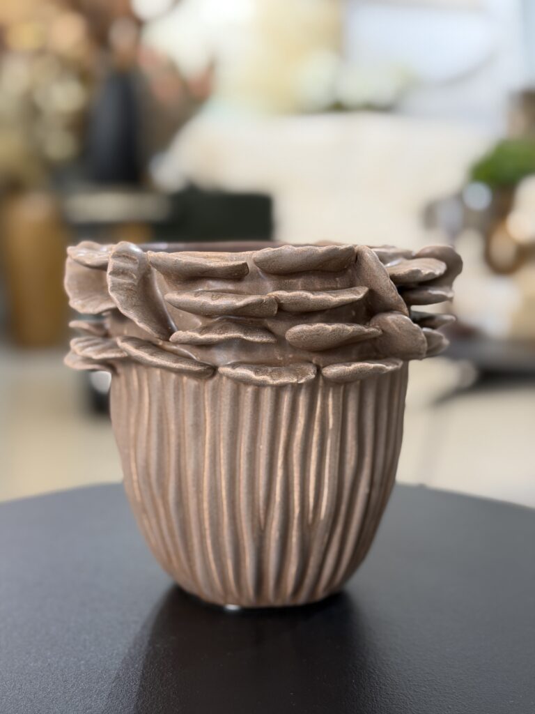 VASO COGUMELO MARROM 15CM