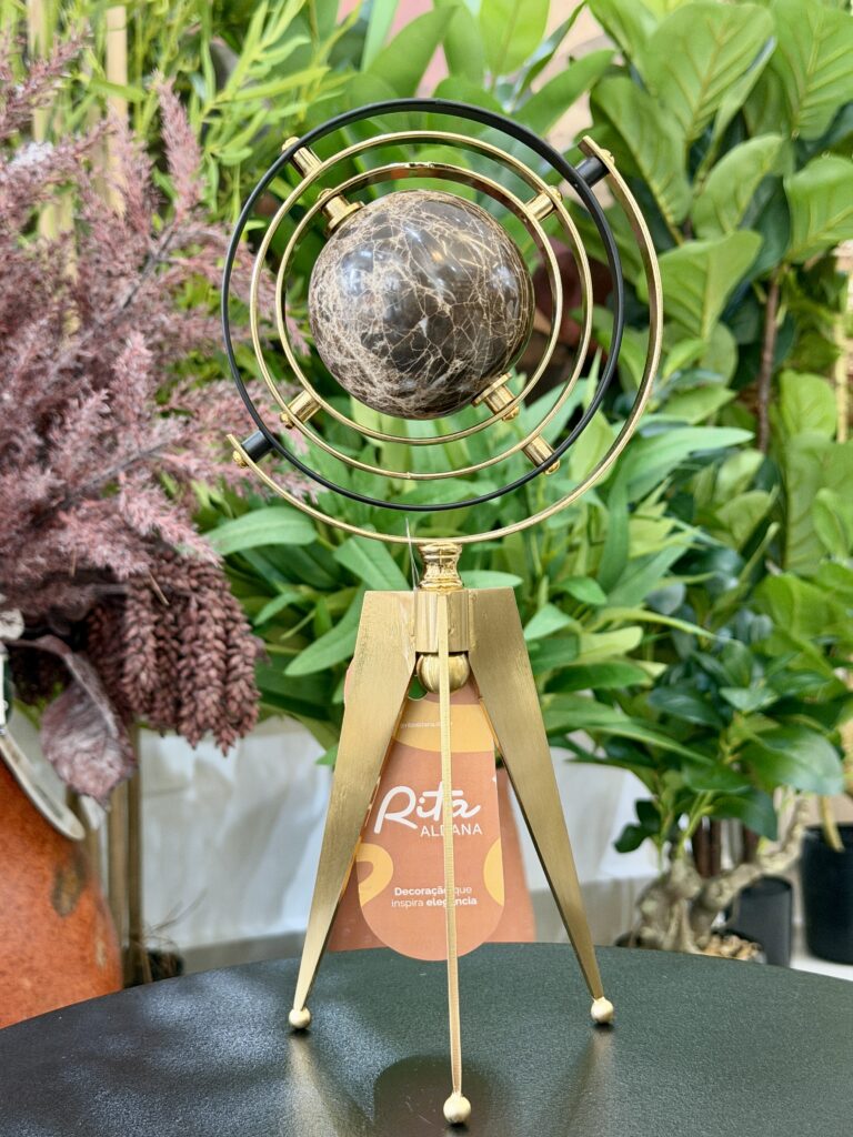 ESCULTURA GLOBO DOURADO 31CM