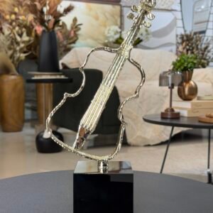 ESCULTURA VIOLINO DOURADO BASE CRISTAL 26CM