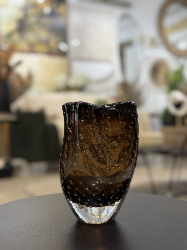 VASO DECORATIVO VIDRO ÂMBAR 18CM