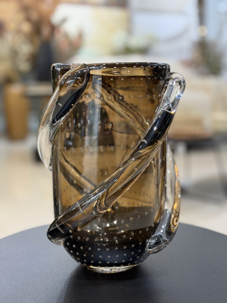 VASO DECORATIVO VIDRO ÂMBAR 24CM