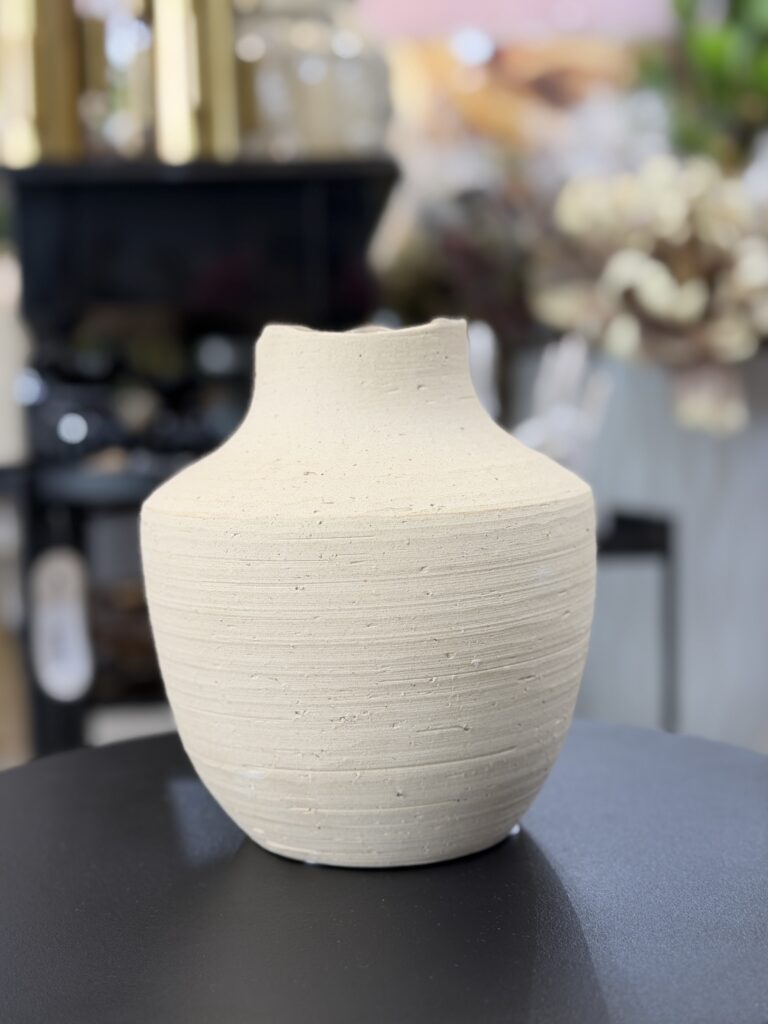 VASO CERÂMICA BEGE P 19CM