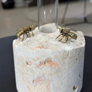 ESCULTURA DE VIDRO E MÁRMORE 25CM