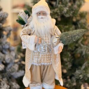 PAPAI NOEL 60CM BEGE COM PRATA