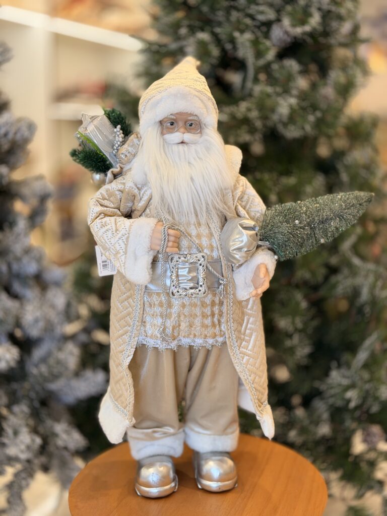 PAPAI NOEL 60CM BEGE COM PRATA