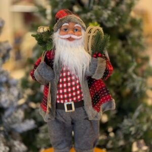 PAPAI NOEL 60 CM XADREZ VERMELHO E CINZA