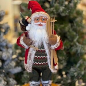 PAPAI NOEL 60CM COM TRENÓ RÚSTICO