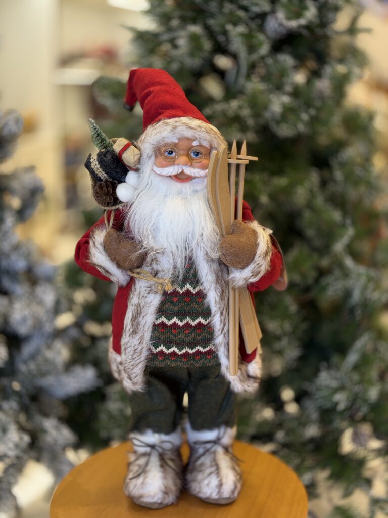 PAPAI NOEL 60CM COM TRENÓ RÚSTICO