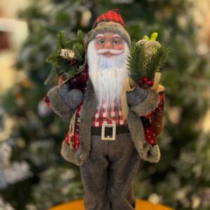 PAPAI NOEL 45CM RÚSTICO VERDE XADREZ