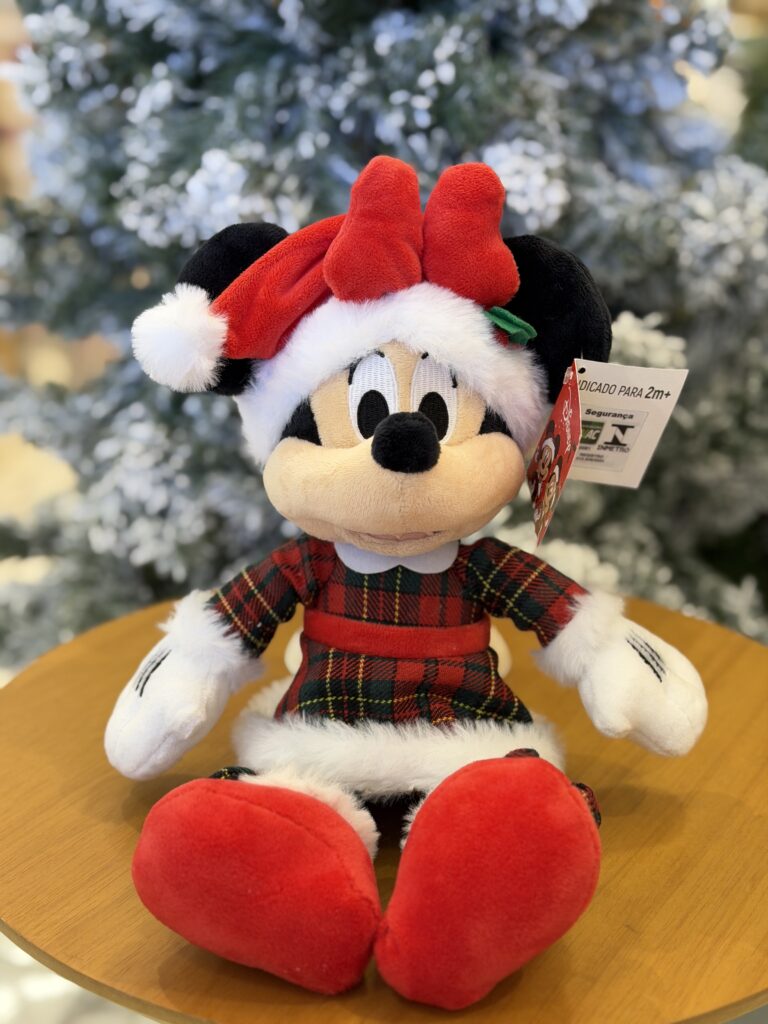 MINNIE XADREZ NATALINA 30CM SENTADO