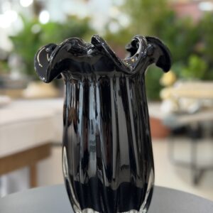 VASO ARRANJO VIDRO PRETO 25CM